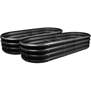 Harbour Housewares 2x Rounded Galvanised Steel Raised Outdoor Garden Bed - 180cm x 90cm in Black Size: 180 cm x 90 cm Black 180 cm x 90 cm Harbour Housewares 2x Rounded Galvanised Steel Raised Outdoor Garden Bed - 180cm x 90cm in Black Size: 180 cm x 90 cm Black 180 cm x 90 cm