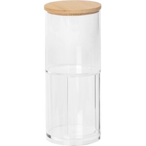 Harbour Housewares Reusable Plastic Stacking Bathroom Canister with Bamboo Lid in Clear Clear Harbour Housewares Reusable Plastic Stacking Bathroom Canister with Bamboo Lid in Clear Clear