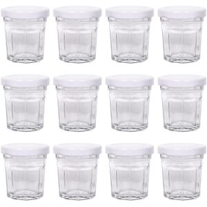 Argon Tableware Glass Jam Jars - 30ml - Pack of 12 in White White Argon Tableware Glass Jam Jars - 30ml - Pack of 12 in White White