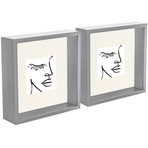 Nicola Spring 3D Deep Box Photo Frames with 4" x 4" Mounts - 8" x 8" - Grey - Pack of 2 in Ivory Ivory Nicola Spring 3D Deep Box Photo Frames with 4" x 4" Mounts - 8" x 8" - Grey - Pack of 2 in Ivory Ivory