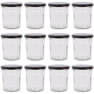 Argon Tableware Glass Jam Jars - 250ml - Pack of 12 in Black Black Argon Tableware Glass Jam Jars - 250ml - Pack of 12 in Black Black