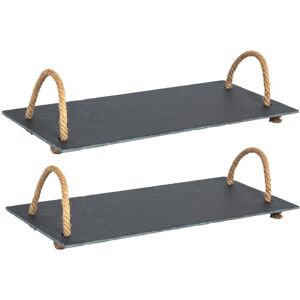 Argon Tableware Slate Serving Tray with Rope Handles 40cm x 20cm Grey Pack of 2 Size: 40 cm x 20 cm Grey 40 cm x 20 cm Argon Tableware Slate Serving Tray with Rope Handles 40cm x 20cm Grey Pack of 2 Size: 40 cm x 20 cm Grey 40 cm x 20 cm