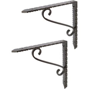Hammer and Tongs Notched Scroll Iron Shelf Bracket - D205mm - Pack of 2 in Black Size: 1000mm x 1000mm Black 1000mm x 1000mm Hammer and Tongs Notched Scroll Iron Shelf Bracket - D205mm - Pack of 2 in Black Size: 1000mm x 1000mm Black 1000mm x 1000mm