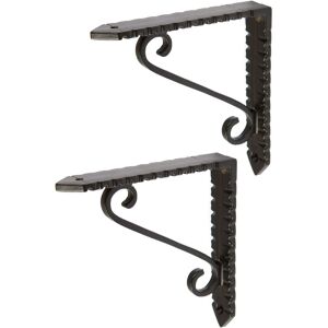 Hammer and Tongs Notched Scroll Iron Shelf Bracket - D105mm - Pack of 2 in Black Size: 1000mm x 1000mm Black 1000mm x 1000mm Hammer and Tongs Notched Scroll Iron Shelf Bracket - D105mm - Pack of 2 in Black Size: 1000mm x 1000mm Black 1000mm x 1000mm