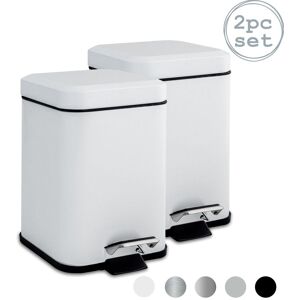 Harbour Housewares Square Bathroom Pedal Bins 3 Litre Pack of 2 in White White Harbour Housewares Square Bathroom Pedal Bins 3 Litre Pack of 2 in White White