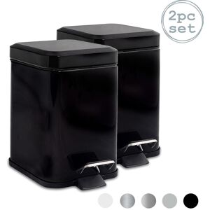 Harbour Housewares Square Bathroom Pedal Bins 3 Litre Pack of 2 in Black Black Harbour Housewares Square Bathroom Pedal Bins 3 Litre Pack of 2 in Black Black