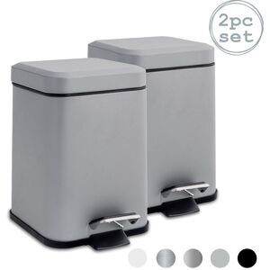 Harbour Housewares Square Bathroom Pedal Bins 3 Litre Pack of 2 in Grey Grey Harbour Housewares Square Bathroom Pedal Bins 3 Litre Pack of 2 in Grey Grey