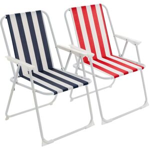 Harbour Housewares Folding Metal Beach Chairs Blue/Red Stripe Pack of 2 Multicolor Harbour Housewares Folding Metal Beach Chairs Blue/Red Stripe Pack of 2 Multicolor