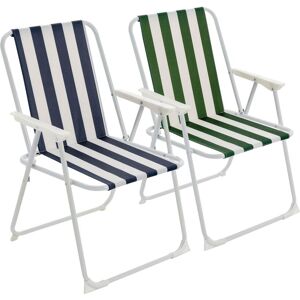 Harbour Housewares Folding Metal Beach Chairs Blue/Green Stripe Pack of 2 Multicolor Harbour Housewares Folding Metal Beach Chairs Blue/Green Stripe Pack of 2 Multicolor