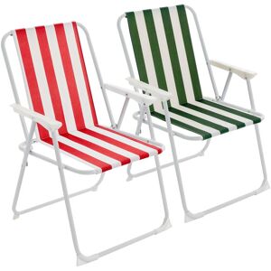 Harbour Housewares Folding Metal Beach Chairs Red/Green Stripe Pack of 2 Multicolor Harbour Housewares Folding Metal Beach Chairs Red/Green Stripe Pack of 2 Multicolor