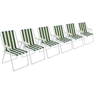 Harbour Housewares 6x Folding Metal Beach Chairs - Portable Canvas Garden Beach Chairs in Green Green Harbour Housewares 6x Folding Metal Beach Chairs - Portable Canvas Garden Beach Chairs in Green Green