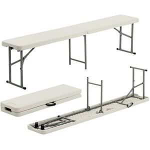 Harbour Housewares 6ft Trestle Bench 4 Person Portable Folding Outdoor Heavy-Duty Seat Bench - Pack of 2 in White White Harbour Housewares 6ft Trestle Bench 4 Person Portable Folding Outdoor Heavy-Duty Seat Bench - Pack of 2 in White White
