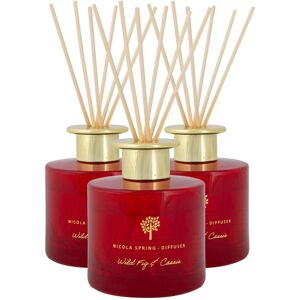 Nicola Spring 200ml Wild Fig & Cassis Reed Diffusers - Pack of 3 - Autumn Spiced in Red Red Nicola Spring 200ml Wild Fig & Cassis Reed Diffusers - Pack of 3 - Autumn Spiced in Red Red