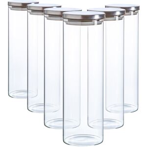 Argon Tableware Glass Storage Jars with Metal Lids - 2 Litre - Pack of 6 in Silver Silver Argon Tableware Glass Storage Jars with Metal Lids - 2 Litre - Pack of 6 in Silver Silver