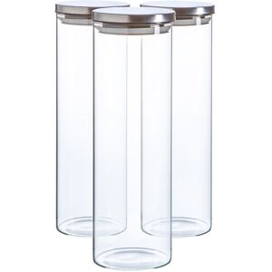 Argon Tableware Glass Storage Jars with Metal Lids - 2 Litre - Pack of 3 in Silver Silver Argon Tableware Glass Storage Jars with Metal Lids - 2 Litre - Pack of 3 in Silver Silver