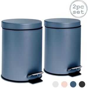 Harbour Housewares Round Bathroom Pedal Bins 3 Litre Pack of 2 in Blue Blue Harbour Housewares Round Bathroom Pedal Bins 3 Litre Pack of 2 in Blue Blue