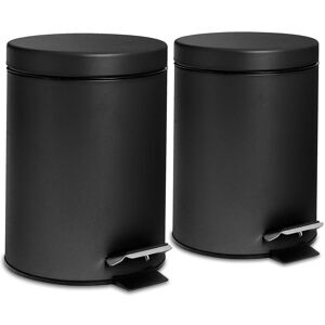Harbour Housewares Round Bathroom Pedal Bins 3 Litre Pack of 2 in Black Black Harbour Housewares Round Bathroom Pedal Bins 3 Litre Pack of 2 in Black Black
