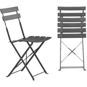 Harbour Housewares Metal Folding Patio Bistro Chairs - Grey - Pack of 2 Grey Harbour Housewares Metal Folding Patio Bistro Chairs - Grey - Pack of 2 Grey