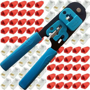 Loops RJ45 Crimp Tool 100x CAT5e Connectors & Cable Strain Relief Network Jacks 8P8C Multicolor Loops RJ45 Crimp Tool 100x CAT5e Connectors & Cable Strain Relief Network Jacks 8P8C Multicolor