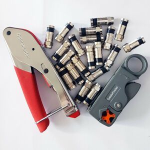 Loops F Type Compression & Stripper Tool + 20x RG6 Connectors Coaxial Crimping Crimper Multicolor Loops F Type Compression & Stripper Tool + 20x RG6 Connectors Coaxial Crimping Crimper Multicolor
