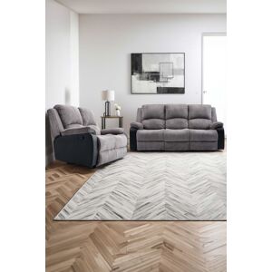 More4Homes Postana Manual Recliner Bonded Leather 2+3 Seater Sofa Set in Grey Grey More4Homes Postana Manual Recliner Bonded Leather 2+3 Seater Sofa Set in Grey Grey