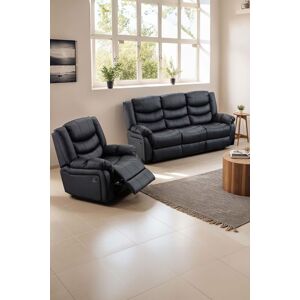 More4Homes Seattle Manual Recliner Bonded Leather 1+3 Seater Sofa Set in Black Black More4Homes Seattle Manual Recliner Bonded Leather 1+3 Seater Sofa Set in Black Black