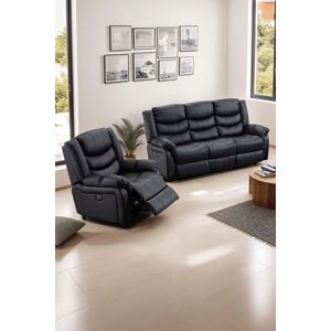 More4Homes Seattle Electric Recliner Bonded Leather 1+3 Seater Sofa Set in Black Black More4Homes Seattle Electric Recliner Bonded Leather 1+3 Seater Sofa Set in Black Black
