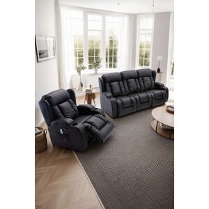 More4Homes Caesar Electric Recliner Bonded Leather 1+3 Seater Sofa Set in Black Black More4Homes Caesar Electric Recliner Bonded Leather 1+3 Seater Sofa Set in Black Black