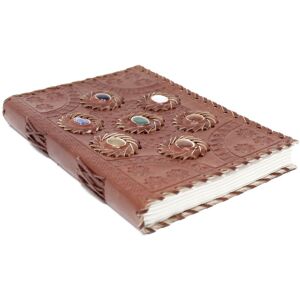KDMD Leather Chakra Stone Notebook (6x9") in Brown Brown KDMD Leather Chakra Stone Notebook (6x9") in Brown Brown