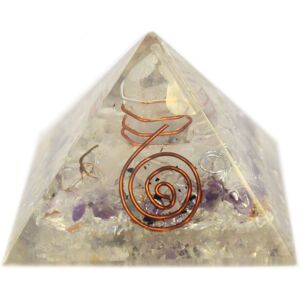 KDMD Med Orgonite Pyramid 55mm Gemchips & Copper in White White KDMD Med Orgonite Pyramid 55mm Gemchips & Copper in White White