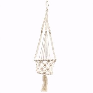 KDMD Macrame Pot Holder - Single Small Pot in White White KDMD Macrame Pot Holder - Single Small Pot in White White