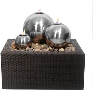 Primrose Water Feature Magma Triple Sphere Stainless Steel Fire & Water in Metallic Silver Metallic Silver Primrose Water Feature Magma Triple Sphere Stainless Steel Fire & Water in Metallic Silver Metallic Silver