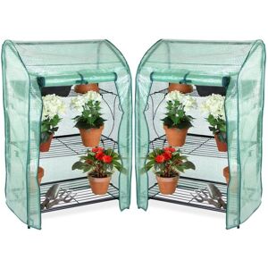 Primrose 3-Tier Mini Greenhouse & Plant Stands with Removable Covers Pack of 2 in Green Green Primrose 3-Tier Mini Greenhouse & Plant Stands with Removable Covers Pack of 2 in Green Green