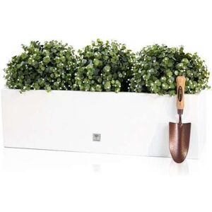Primrose Gloss Fibreglass Outdoor Trough Garden Patio Planter in White 98cm White Primrose Gloss Fibreglass Outdoor Trough Garden Patio Planter in White 98cm White