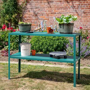 Primrose 2 Tier Greenhouse Staging Green Easy Store Folding Metal Staging Shelving 1.18m Green Primrose 2 Tier Greenhouse Staging Green Easy Store Folding Metal Staging Shelving 1.18m Green