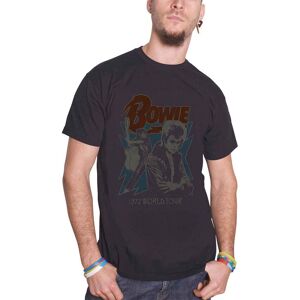 David Bowie Distressed 1972 World Tour Poster T-Shirt in Black Size: Large Black L David Bowie Distressed 1972 World Tour Poster T-Shirt in Black Size: Large Black L