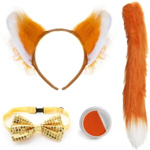 I Love Fancy Dress Mr Fox Accessory Set - Ears, Tail, Tie & Facepaint in Orange Orange I Love Fancy Dress Mr Fox Accessory Set - Ears, Tail, Tie & Facepaint in Orange Orange
