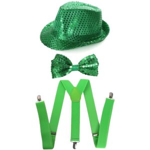 I Love Fancy Dress Green Sequin Trilby Hat, Sequin Bow Tie & Green Braces Size: 3 Pack Green 3 Pack I Love Fancy Dress Green Sequin Trilby Hat, Sequin Bow Tie & Green Braces Size: 3 Pack Green 3 Pack