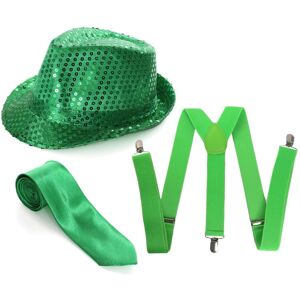 I Love Fancy Dress Irish Sequin Trilby Hat, Satin Tie & Green Suspenders Size: 2 Pack Green 2 Pack I Love Fancy Dress Irish Sequin Trilby Hat, Satin Tie & Green Suspenders Size: 2 Pack Green 2 Pack