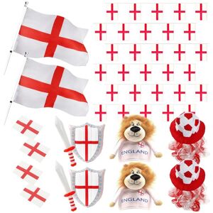 I Love Fancy Dress 14 Piece England Set - Flags, Bunting, Tattoos, Inflatables & Hats in Red Size: 1 Pack Red 1 Pack I Love Fancy Dress 14 Piece England Set - Flags, Bunting, Tattoos, Inflatables & Hats in Red Size: 1 Pack Red 1 Pack