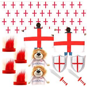 I Love Fancy Dress 12 Piece England Set - Bunting, Flag Capes, Headbands, Hats & Inflatables in Red Size: 1 Pack Red 1 Pack I Love Fancy Dress 12 Piece England Set - Bunting, Flag Capes, Headbands, Hats & Inflatables in Red Size: 1 Pack Red 1 Pack