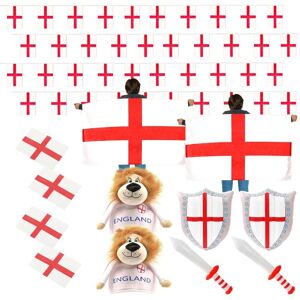 I Love Fancy Dress 12 Piece England Set - Bunting, Flags, Tattoos, Hats & Inflatables in Red Size: 1 Pack Red 1 Pack I Love Fancy Dress 12 Piece England Set - Bunting, Flags, Tattoos, Hats & Inflatables in Red Size: 1 Pack Red 1 Pack