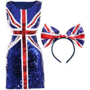 I Love Fancy Dress Women's Union Jack Sequin Dress & Bow Headband in Blue Size: Medium Blue Medium I Love Fancy Dress Women's Union Jack Sequin Dress & Bow Headband in Blue Size: Medium Blue Medium