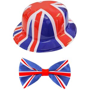 I Love Fancy Dress Union Jack Bowler Hat & Bow Tie Set in Red Size: 3 Pack Red 3 Pack I Love Fancy Dress Union Jack Bowler Hat & Bow Tie Set in Red Size: 3 Pack Red 3 Pack