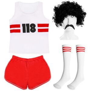 I Love Fancy Dress 118 Vest, Socks & Shorts Set with Wig & Tash in Red Size: Small Red Small I Love Fancy Dress 118 Vest, Socks & Shorts Set with Wig & Tash in Red Size: Small Red Small