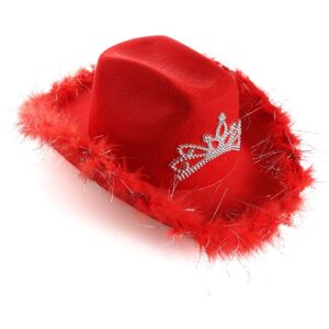 I Love Fancy Dress Women's Tiara Cowgirl Hat with Marabou Trim - Red Size: 1 Pack Red 1 Pack I Love Fancy Dress Women's Tiara Cowgirl Hat with Marabou Trim - Red Size: 1 Pack Red 1 Pack