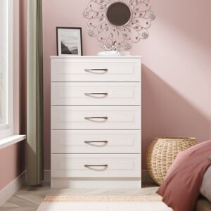 Ready Assembled 2 U Oxford 5 Drawer Chest (Ready Assembled) in White White Ready Assembled 2 U Oxford 5 Drawer Chest (Ready Assembled) in White White