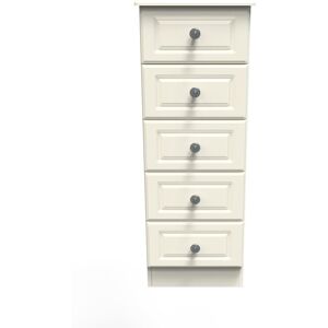 Ready Assembled 2 U Stirling 5 Drawer Tall Bedside (Ready Assembled) in Cream Cream Ready Assembled 2 U Stirling 5 Drawer Tall Bedside (Ready Assembled) in Cream Cream