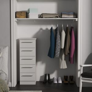 Ready Assembled 2 U Carlton 5 Drawer Tallboy (Ready Assembled) in Grey Size: Medium Grey Medium Ready Assembled 2 U Carlton 5 Drawer Tallboy (Ready Assembled) in Grey Size: Medium Grey Medium