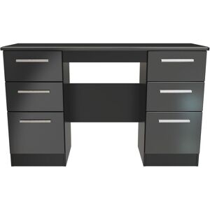 Ready Assembled 2 U Harrow Double Pedestal Desk (Ready Assembled) in Black Black Ready Assembled 2 U Harrow Double Pedestal Desk (Ready Assembled) in Black Black